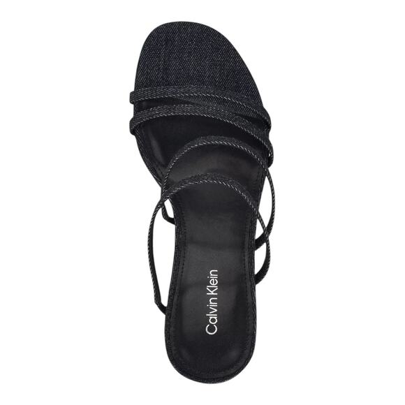 Calvin Klein Women's Jayla Strappy Tapered Heel Sandals Dark Blue Denim Size 5 - Picture 3 of 4